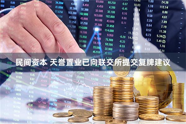 民间资本 天誉置业已向联交所提交复牌建议